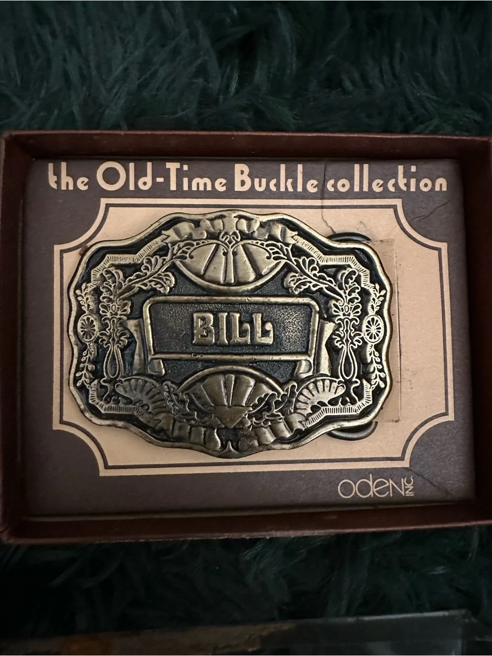 Vintage Oden Inc. “Bill”  Western Belt Buckle w/ Box Old-Time Buckle Collection